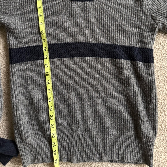 Ralph Lauren Double RL Men's Gray Navy Wool Shawl Collar Pullover Sweater Size S - Picture 4 of 4